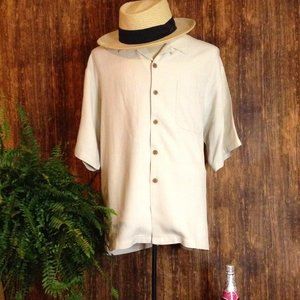Mens Tommy Bahama Cream Weekend Tropic Silk Shirt